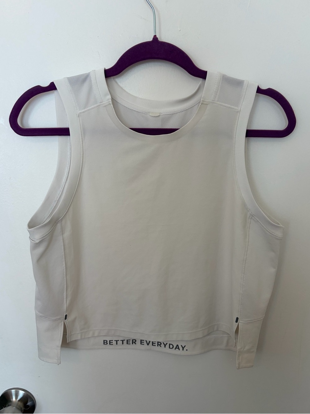 Lululemon White High Neck Tank Lightweight Breathable estimated size 6 gym run